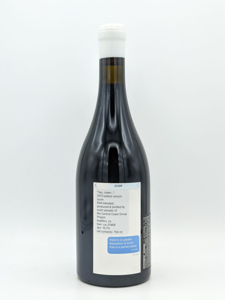 Central Coast Group Project Syrah Hey Ruben 2013