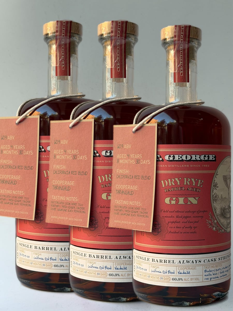 St. George Free Range Cask Strength Single Barrel Gin ( 4yr - 121.8º - 2026 ) 3-Pack