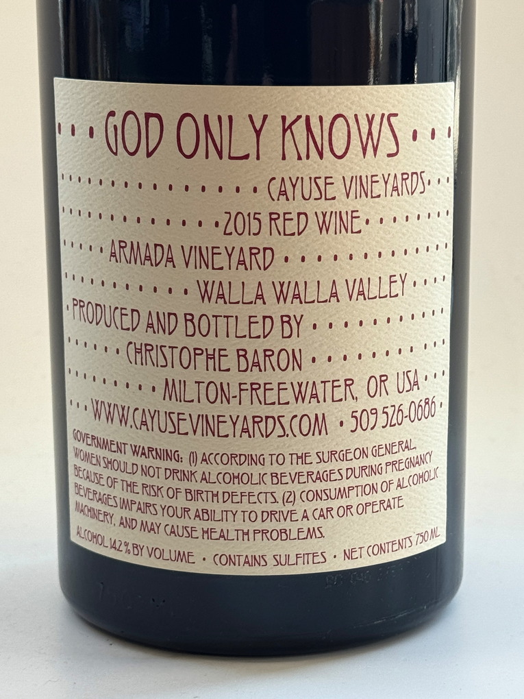 Cayuse Grenache God Only Knows 2015 - Image 2