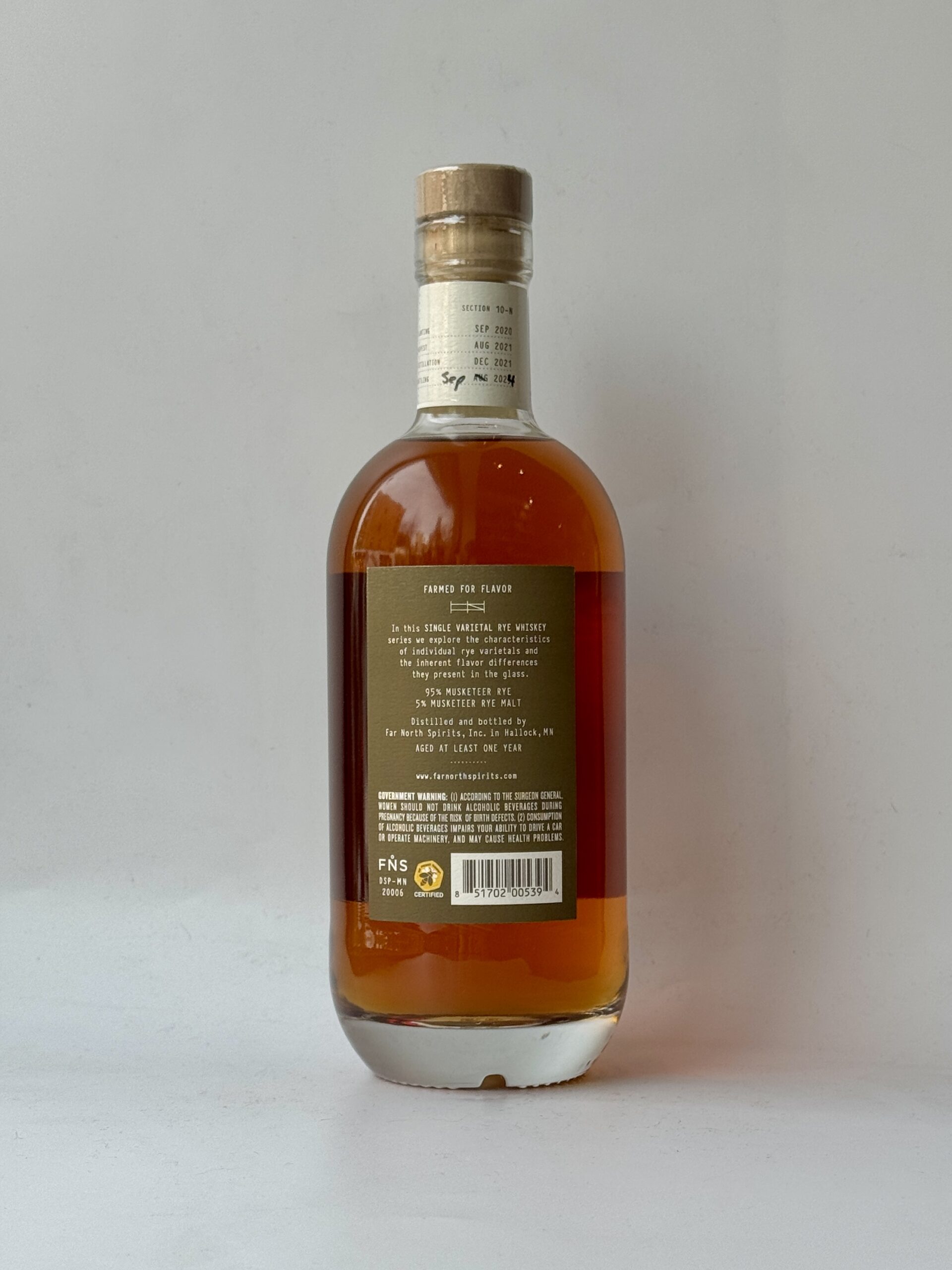 Far North Spirits Musketeer Single Varietal Rye Whiskey - Image 2