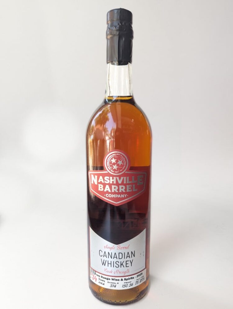 Nashville Barrel Co Free Range Single Barrel Canadian Whiskey 34 Year