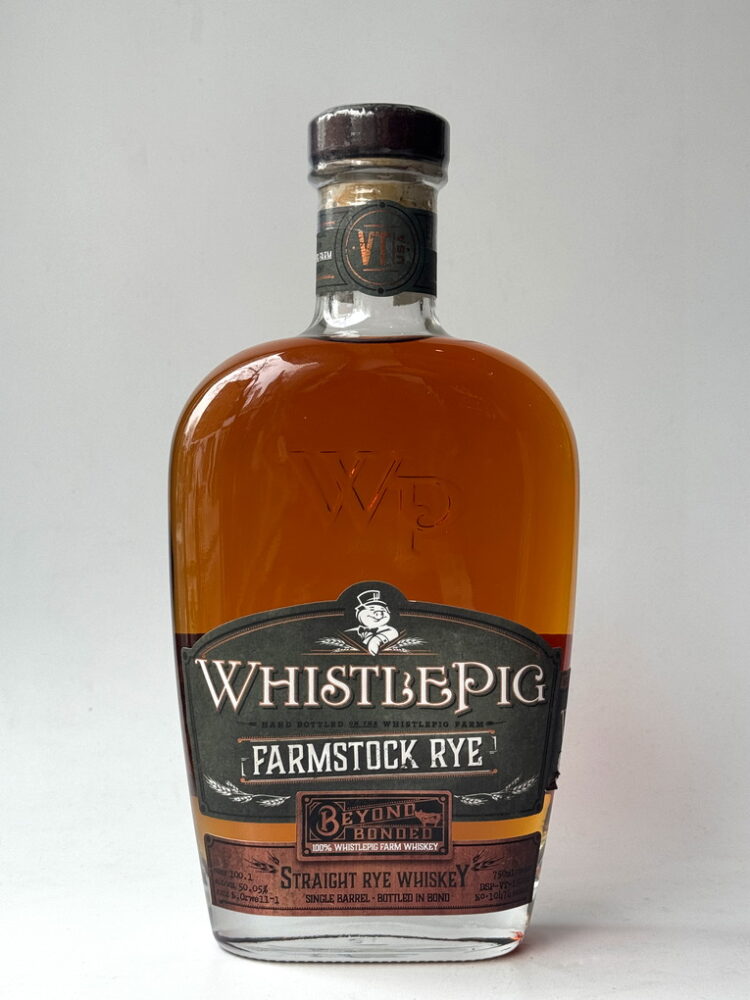 WhistlePig Farmstock Beyond Bonded Rye (nicked side label)